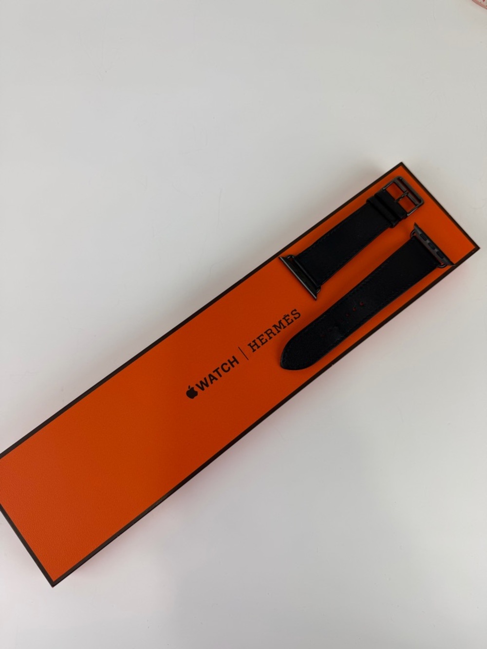 Hermès Apple Watch Band 44mm 45mm Noir Black Single Tour Leather - Picture 3 of 10